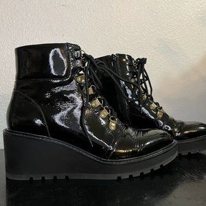 Anthropologie Geraldine Leather Wedge Boots